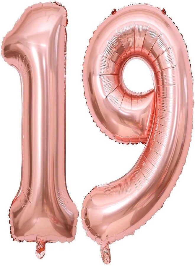 FI - FLICK IN 2Pcs 19 number Rosegold Foil Balloon 16 Inch For Birthday Decoration Items 19th Year Balloons, Nineteen (Pack of 2)